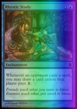 MTG Magic the Gathering Rhystic Study (15/18) Commander's Arsenal LP FOIL - Image 1