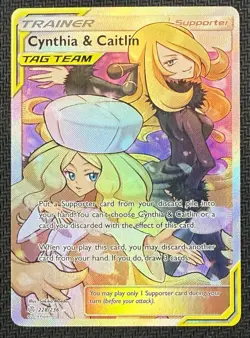 Cynthia & Caitlin - 228/236 - Pokemon Cosmic Eclipse Sun & Moon Full Art Card - Image 1