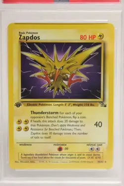 Pokemon TCG Zapdos 1st Edition Fossil 1999 Card #30/62 Non-Holo PSA 8 NM J51 - Image 3