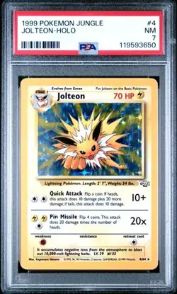 PSA 7 NM Jolteon Jungle 4/64 Pokemon TCG Card Holo Rare WOTC Vintage 1999 - Image 2