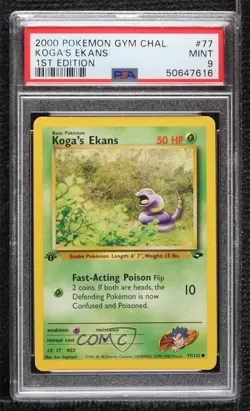 Koga's Ekans 1st Ed. Pokemon Gym Challenge PSA 9 MINT 2000 - Image 1