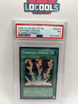 Yugioh Lightning Vortex FET-EN040 Flaming Eternity 1st Ed SUPER RARE PSA 7 NM - Image 1