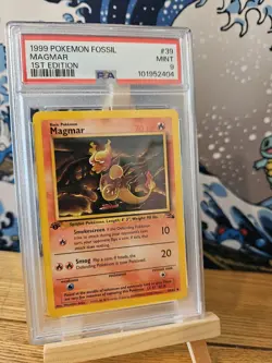 Pokemon Card PSA 9 Magmar 39/62 1st Edition Uncommon Non Holo Fossil 1999 - Image 1