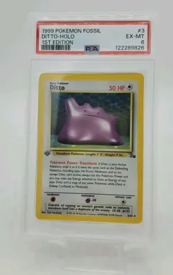 1999 Pokemon Fossil Ditto Holo 1st Edition PSA 6 WOTC TCG Card Rare - Image 1