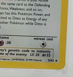 1999 Pokemon Fossil Ditto Holo 1st Edition PSA 6 WOTC TCG Card Rare - Image 3