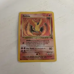Moltres 12/62 Fossil Pokemon Card Unlimited Holo Rare Moderately Played MP - Image 1