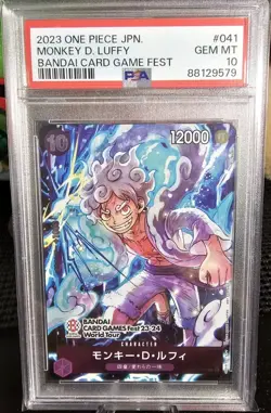 PSA 10 MONKEY D. LUFFY P-041 P BANDAI CARD GAME FEST PROMO ONE PIECE CARD JPN - Image 1