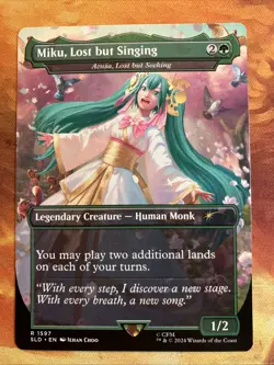MTG Borderless Miku, Lost but Singing - Azusa, Lost but Seeking Sakura Superstar - Image 1