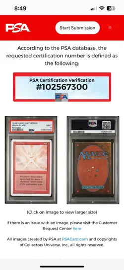 MANA FLARE Revised Edition 1994 Magic The Gathering (MTG) PSA 9 MINT 🔥Rare🔥 - Image 3