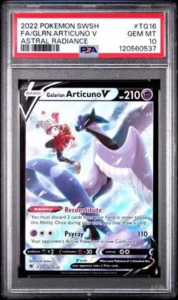 (PSA 10) Pokemon: Astral Radiance - Galarian Articuno V #TG16 [Full Art] - Image 1