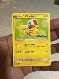 Ash's Pikachu #SM112 Pokemon Card I Choose You Promo - Image 1