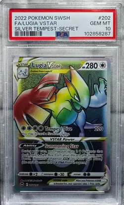PSA 10 2022 POKEMON SWORD & SHIELD SILVER TEMPEST 202 FULL ART/LUGIA VSTAR - Image 1