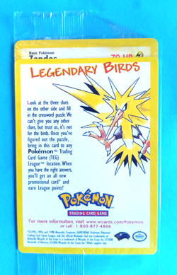 POKEMON LEGENDARY BIRDS ZAPDOS BLACK STAR PROMO SEALED CLEAN & UNPLAYED - Image 1