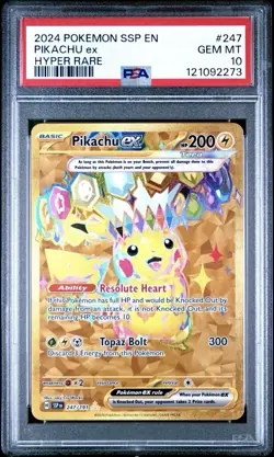Pikachu ex 247/191 - Pokemon Surging Sparks Gold Secret Rare - PSA 10 GEM MINT - Image 1