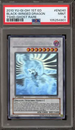 Yu-Gi-Oh! Black-Winged Dragon 1st Edition Ghost Rare TSHD-EN040 PSA 9 Mint - Image 1