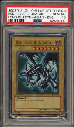 Yu-Gi-Oh! Red-Eyes B. Dragon Legend of Blue Eyes 1st Ed ASIAN-ENG LOB-070 PSA 10 - Image 1