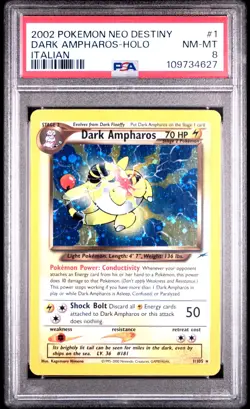DARK AMPHAROS 1/105 2002 Neo Destiny HOLO Pokemon Card PSA 8 (PSA ERROR) - Image 1