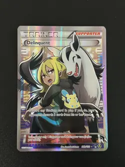 FREE SHIPPING: Delinquent Full Art Trainer Alternate Art Pokemon Card LP+ - Image 1