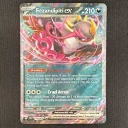 Pokemon TCG Fezandipiti ex 038/064 Sv: Shrouded Fable Ultra Rare Holo Card - Image 1