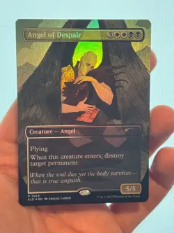1X FOIL Angel of Despair BORDERLESS MINT MTG Magic Secret Lair Tragic Romance - Image 1