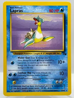 Lapras 25/62 Fossil Unlimited Non Holo Rare WotC 1999 Vintage Pokemon TCG Card - Image 1
