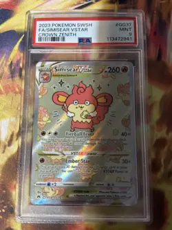 PSA 9 - MINT - Graded Pokemon 2023 - Simisear VSTAR GG37/GG70 SWSH Crown Zenith - Image 1