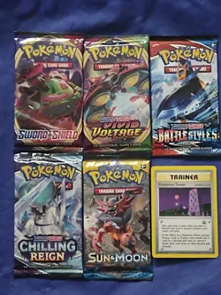 5 New Pokemon Booster packs And 1 Promo Card,,Chilling Reign, Battle Styles - Image 1