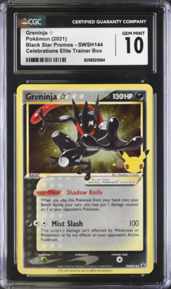 CGC 10 GEM MINT Greninja GOLD STAR SWSH144 HOLO Elite PROMO Pokemon Card 203 - Image 1