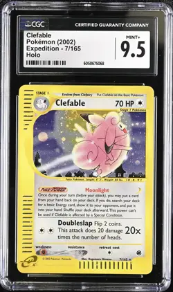 CGC 9.5 MINT+ Clefable 2002 Expedition 7/165 Holo SWIRL Pokemon Card psa - Image 1