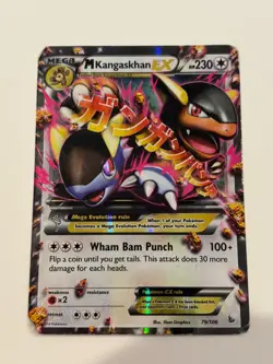 M Kangaskhan EX 79/106 Flashfire Holo Pokemon Card Mega XY V Heavily Damaged - Image 1