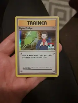 Gym Badge XY210 Black Star Promo Stamped Holo Pokemon Card EXC - Image 1