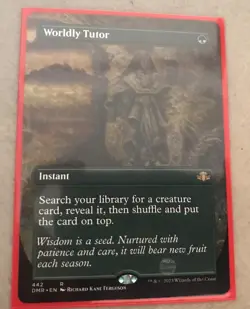 MTG Worldly Tutor (Borderless) Dominaria Remastered Regular - 442 - Near Mint - Image 1