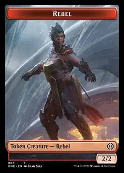 REBEL TOKEN x4 mtg NM Phyrexia All Will Be One (#05) - Image 1