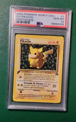 2000 Pokemon World Collection Ivy Pikachu Portuguese Promo #1 PSA 10 - Image 1