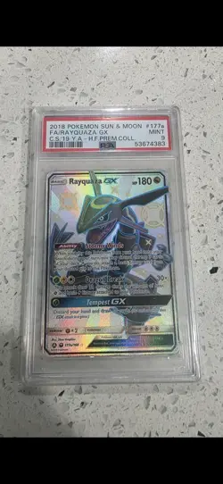 2018 Pokemon Hidden Fates Promo Rayquaza GX Shiny 177a/168 PSA 9 - Image 1