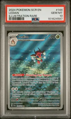 2024 POKEMON SCR EN-STELLAR CROWN ILLUSTRATION RARE #144 LEDIAN PSA 10 - Image 1