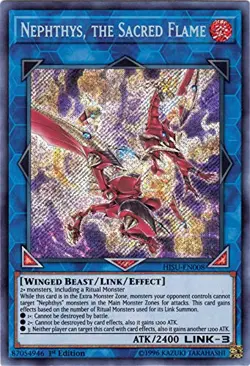 Yugioh Nephthys, the Sacred Flame HISU-EN008 Secret Rare 1st Ed NM - Image 1