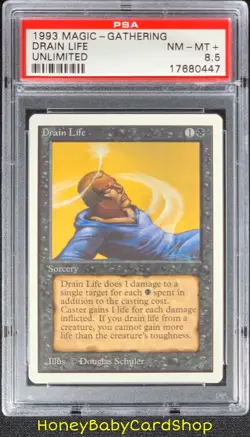 MTG Unlimited Edition 1993 Drain Life PSA 8.5 NM/MT+ Old School 93/94 - Image 1