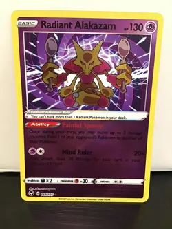 Radiant Alakazam 059/195 Holo Rare Pokemon Silver Tempest - Image 1