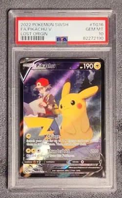 PSA 10 Pokemon Pikachu V TG16 Lost Origin Trainer Gallery Ultra Rare Holo - Image 1