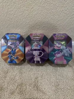 Pokemon TCG V Forces Tin Galarian Slowbro V/Lucario V/Mew V SET - Image 1