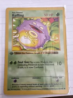'99 Pokemon TCG Koffing Base Set 1st Edition Shadowless Non-Holo 51/102 wSleeve - Image 1