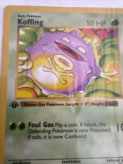 '99 Pokemon TCG Koffing Base Set 1st Edition Shadowless Non-Holo 51/102 wSleeve - Image 4