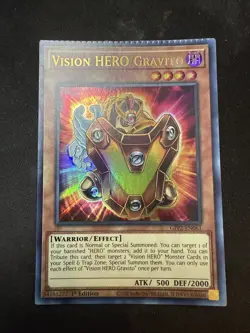 Yugioh Misprint Crimped Error Card - Vision Hero Gravito Ultra Rare Holo - Image 1