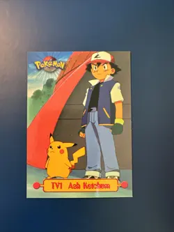 Topps Series 1 1999 TV Animation Ed ASH KETCHUM TV1 Pokemon Character Card - NM - Image 1