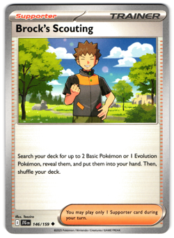 Brock's Scouting - 146/159 - 2025 Journey Together Pokemon Trainer Card NM - Image 1