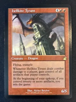 MTG Hellkite Tyrant Retro Frame, Ravnica Remastered, Near Mint Condition - Image 1