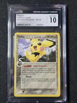 PICHU 76/110 - 2006 Pokemon EX Holon Phantoms (Non Holo) - CGC 10 Delta Species - Image 1