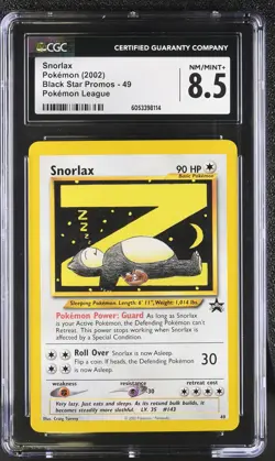 CGC 8.5 Snorlax 2002 Black Star Promos 49 Pokemon League Pokemon Card psa - Image 1