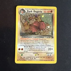 Team Rocket Pokemon Card Dark Dugtrio Holo 6/82 NM Near Mint Half Swirl - Image 1